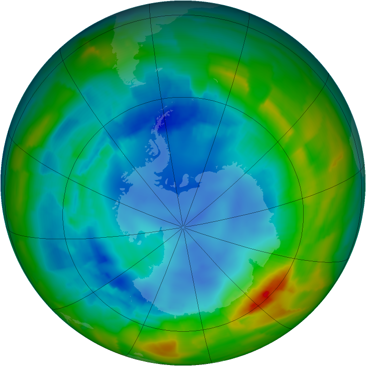 Antarctic ozone map for 16 August 2012